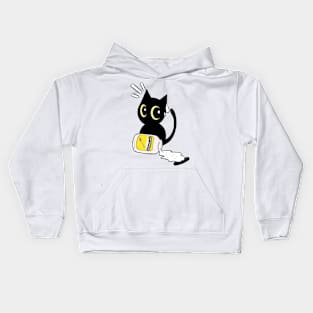 Cute black cat spilled mayonnaise Kids Hoodie